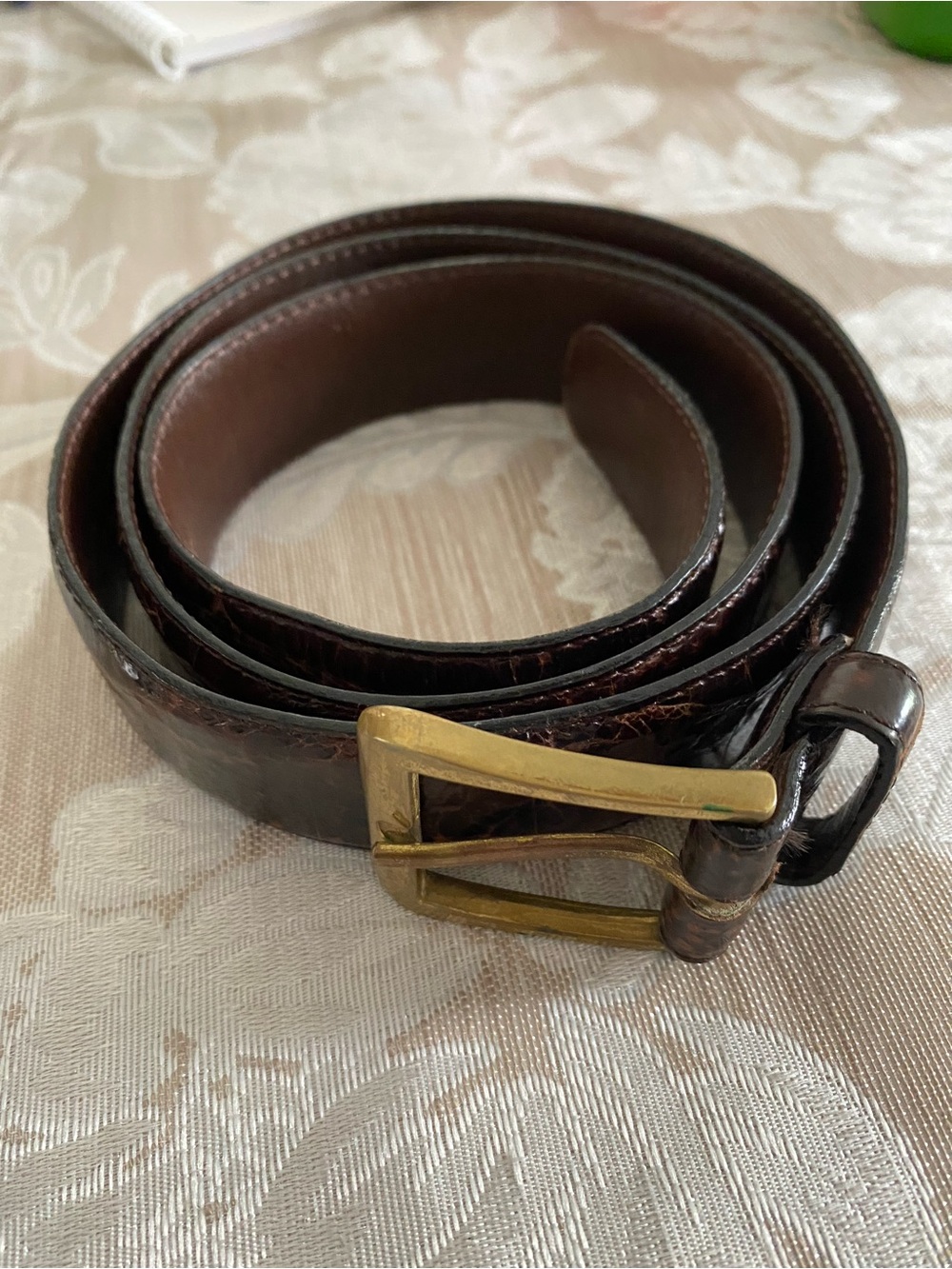 Brown Cayman Crocodile Belt Made in Italy 38